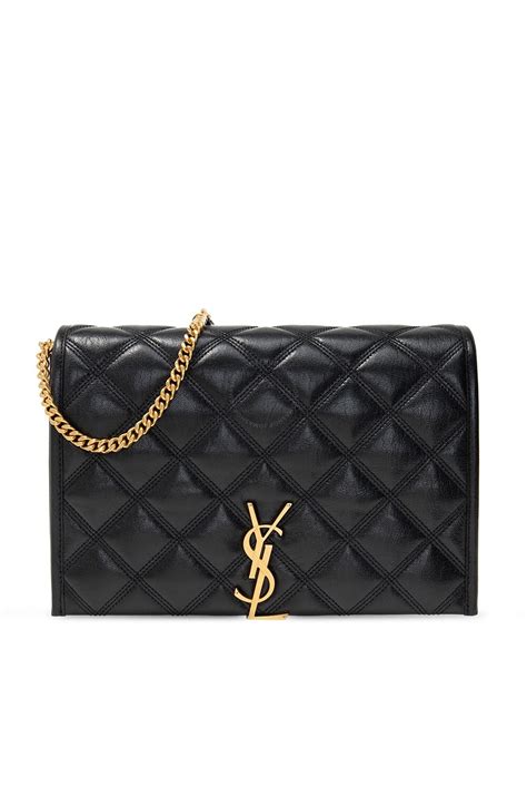 SAINT LAURENT Lambskin Quilted Mini Becky Chain Bag